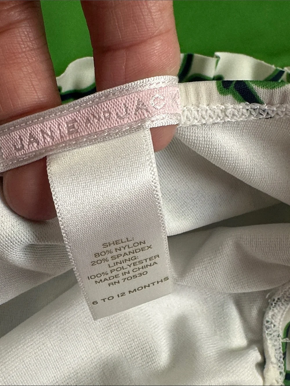 Janie and Jack Baby Girl Green White Halter Swimsuit One Piece Size‎ 6-12 months